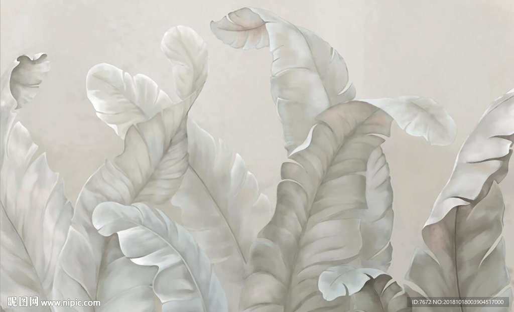 手绘北欧现代简约背景墙壁画