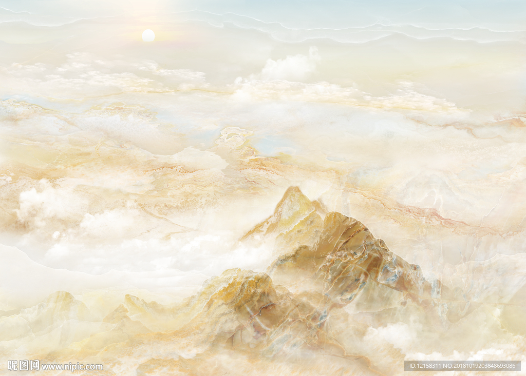 石纹山水  旭日东升