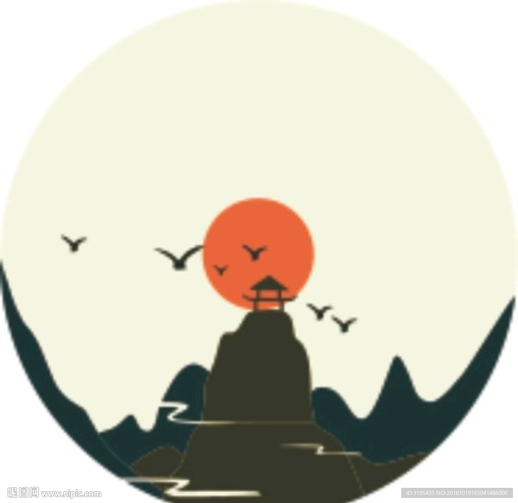 山水 玄关 硅藻泥矢量图