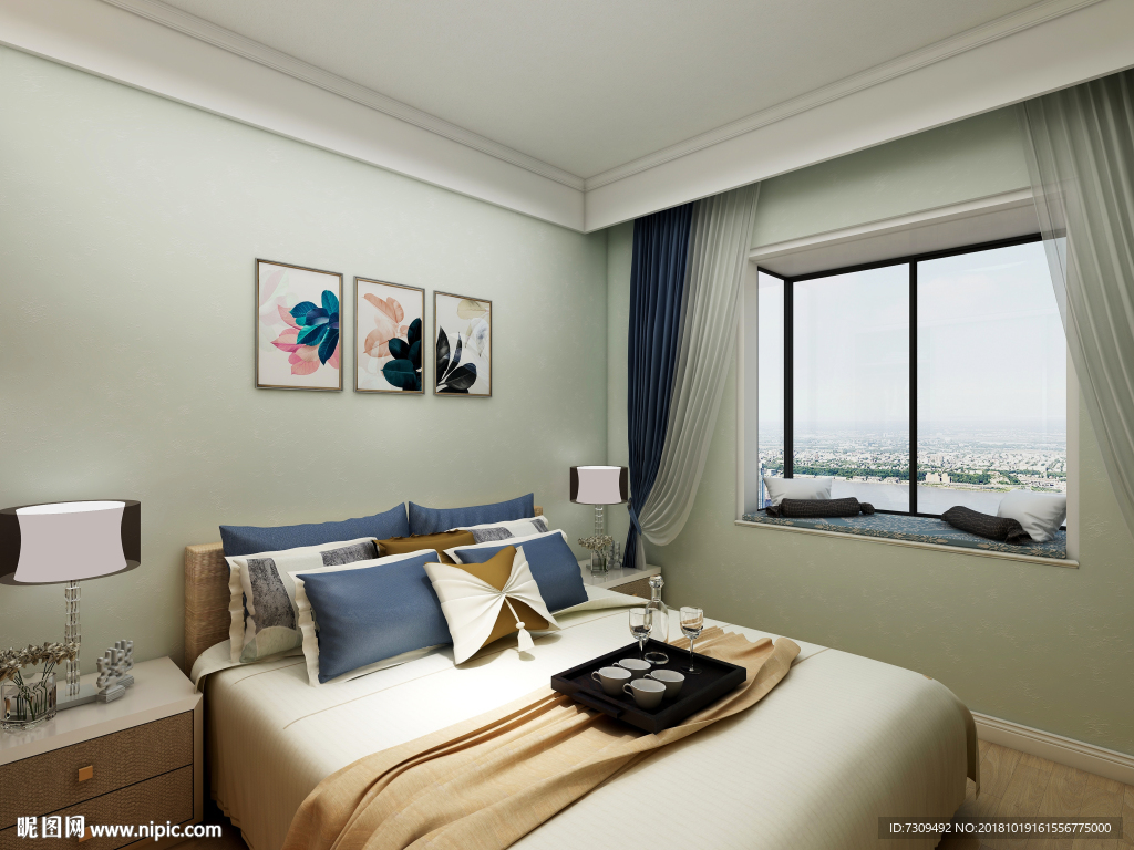 后现代简约家居卧室装修效果图