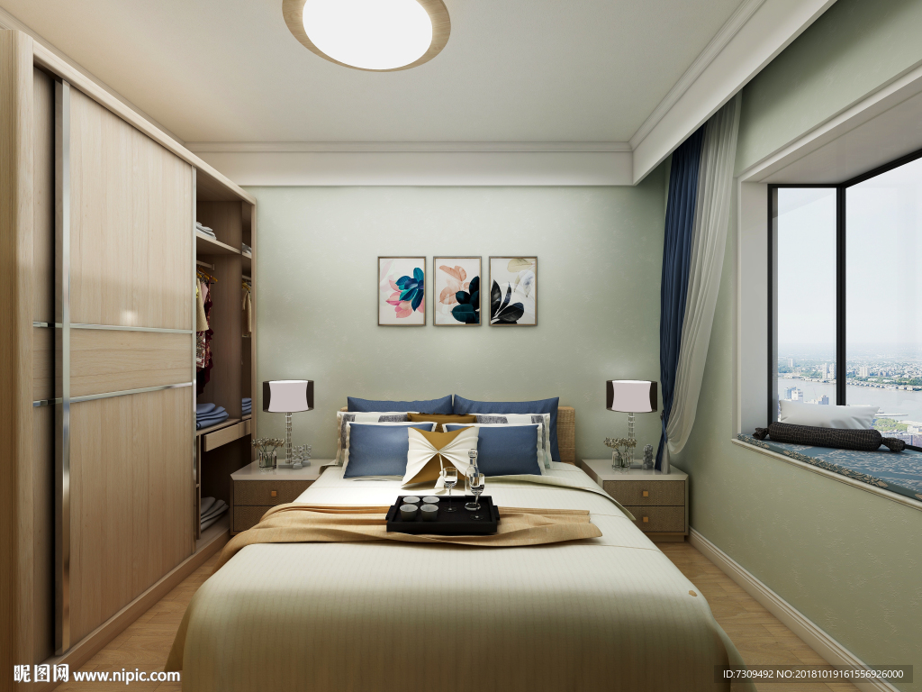 后现代简约风格客房装修效果图