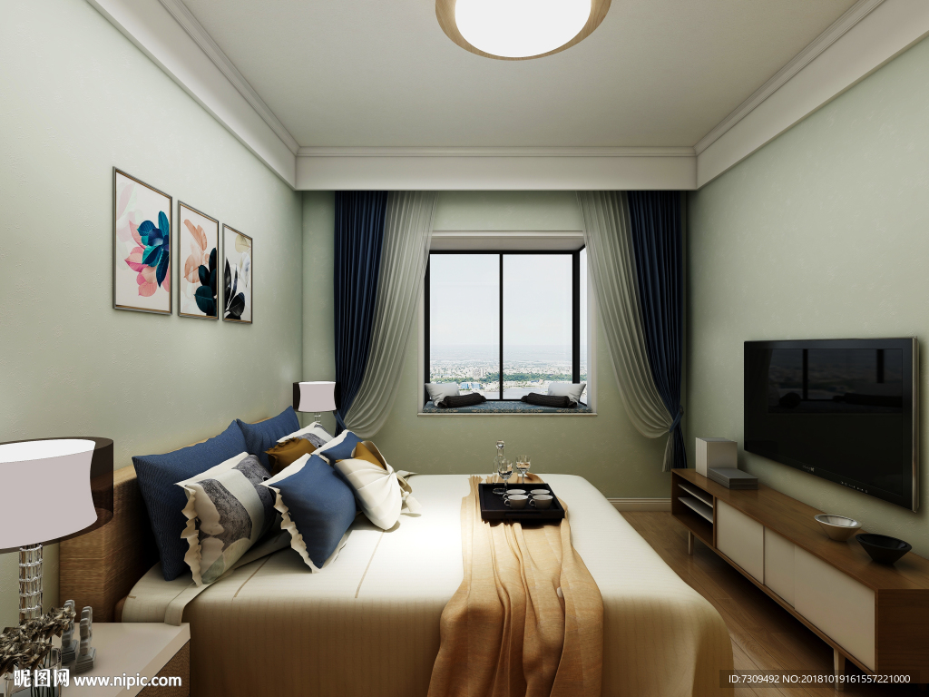 后现代风格家装客卧装修效果图