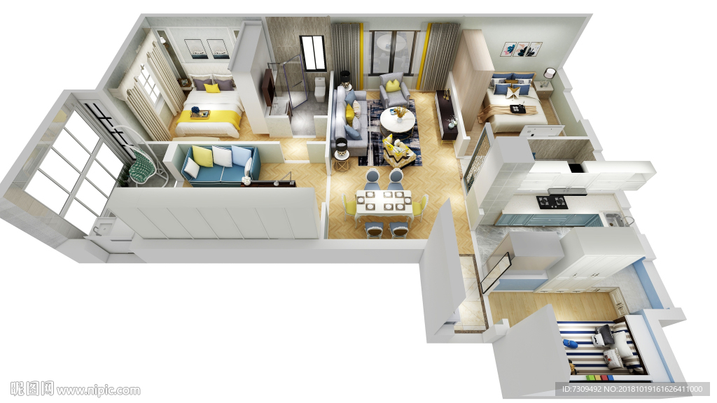 后现代风格家装户型效果图