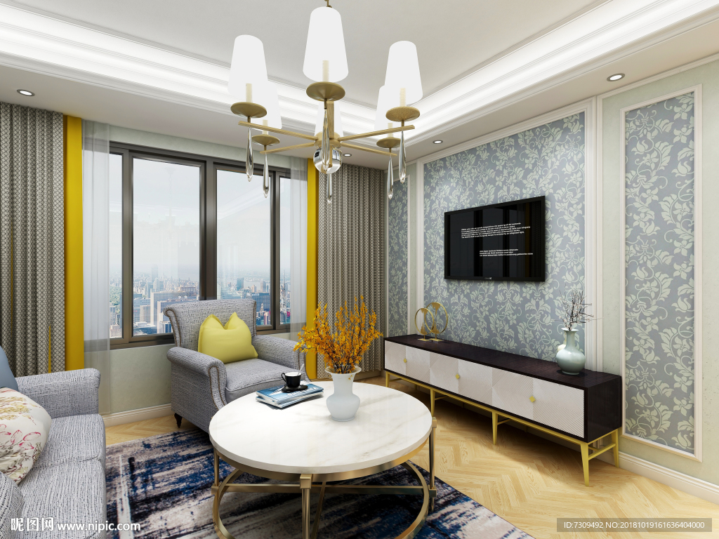 后现代简约家装客厅装修效果图