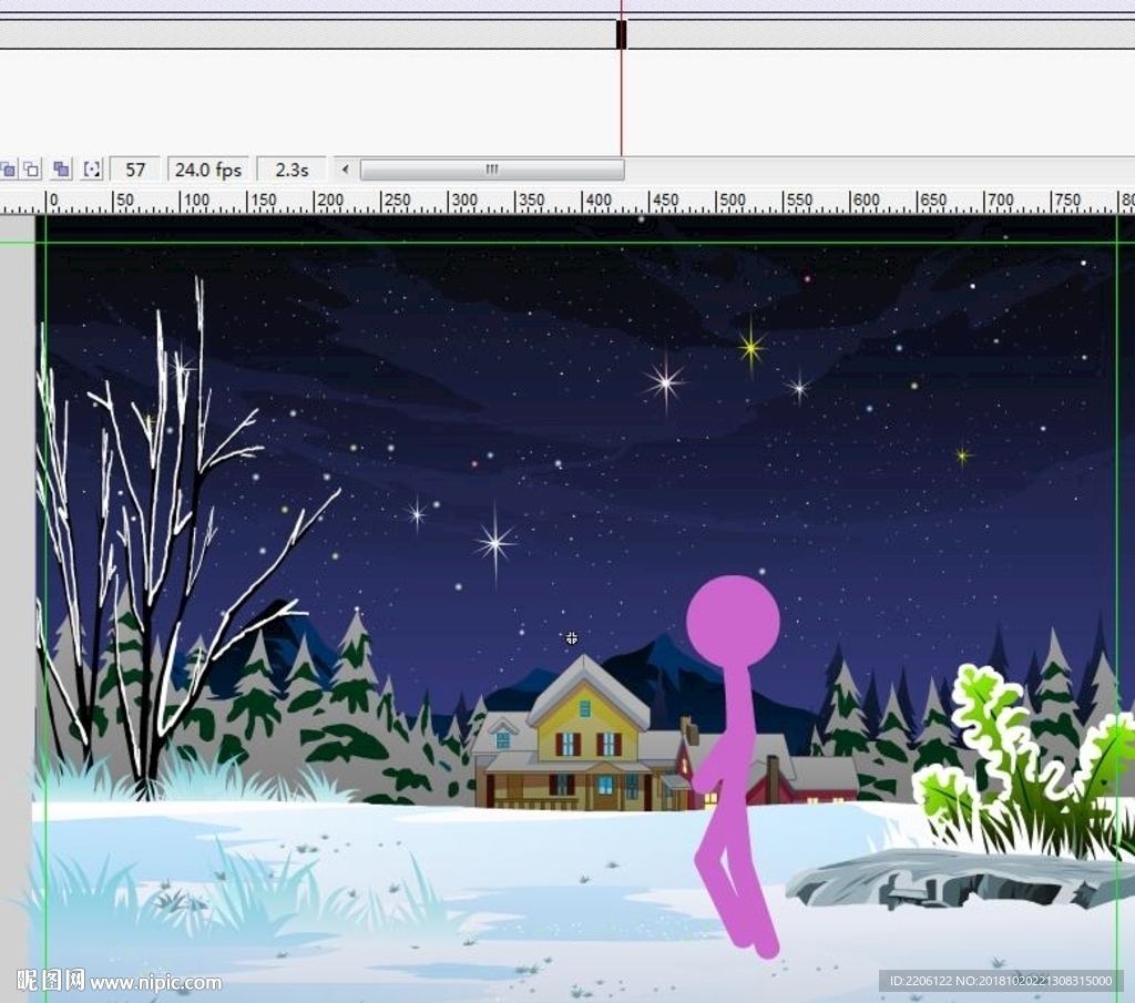 星空下雪地行走的火柴人6秒