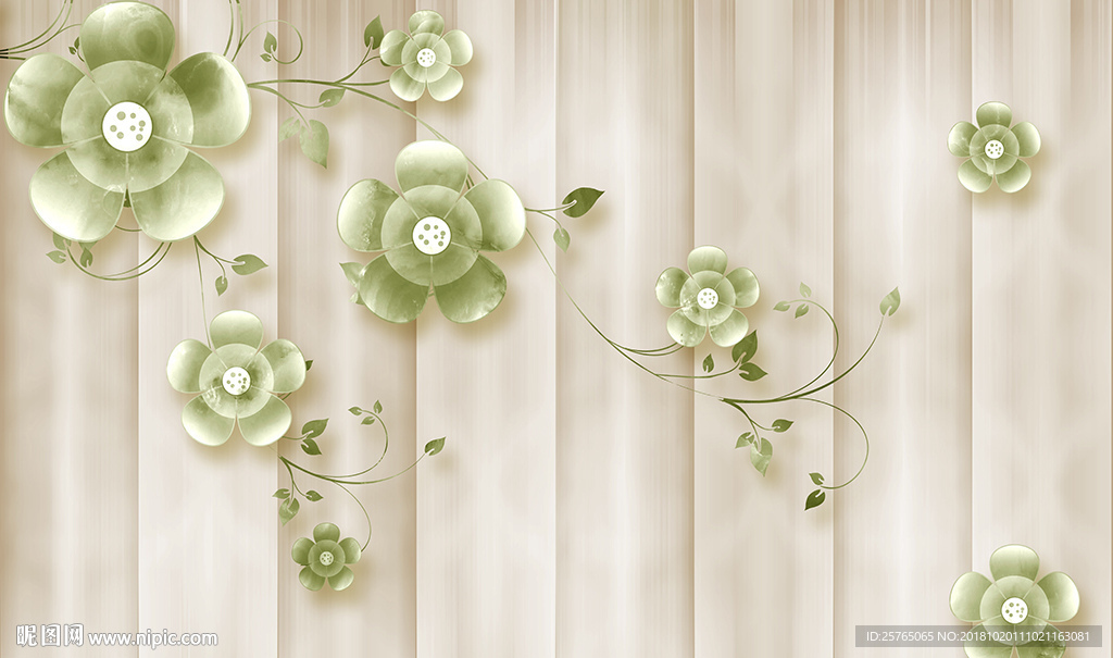 玉雕花卉电视背景墙