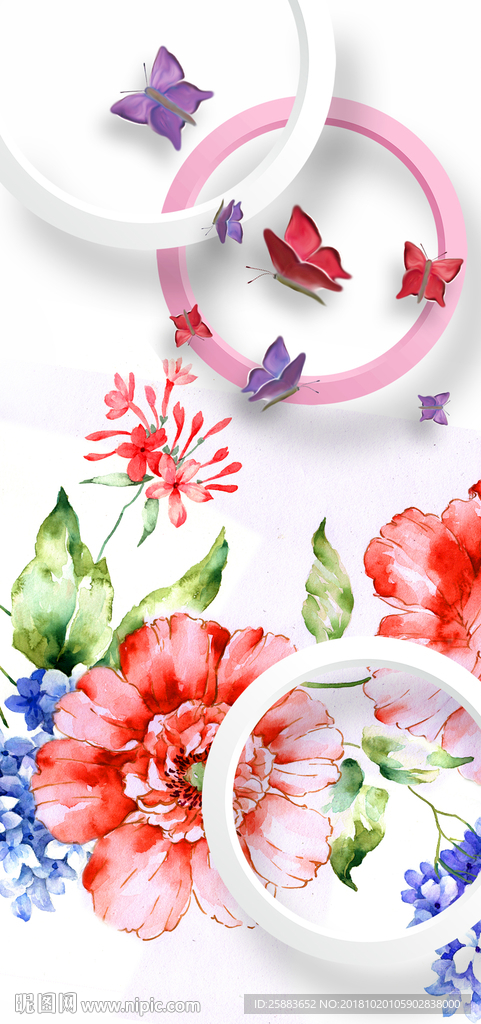 蝶恋花3D玄关背景
