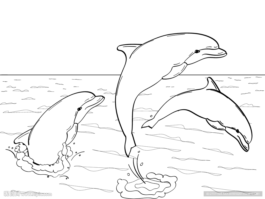 简约海豚可爱卡通矢量图