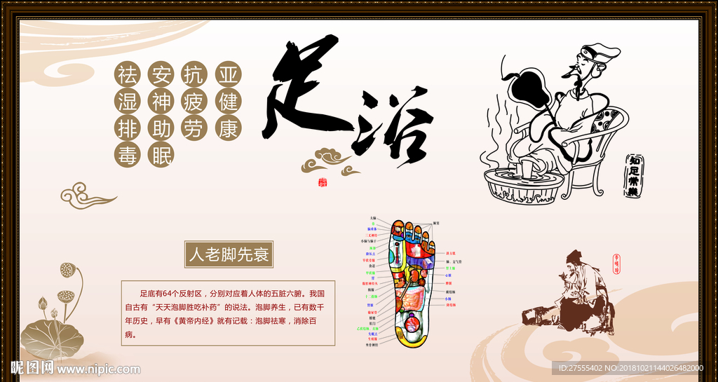 经络 美容 养生 足浴 海报