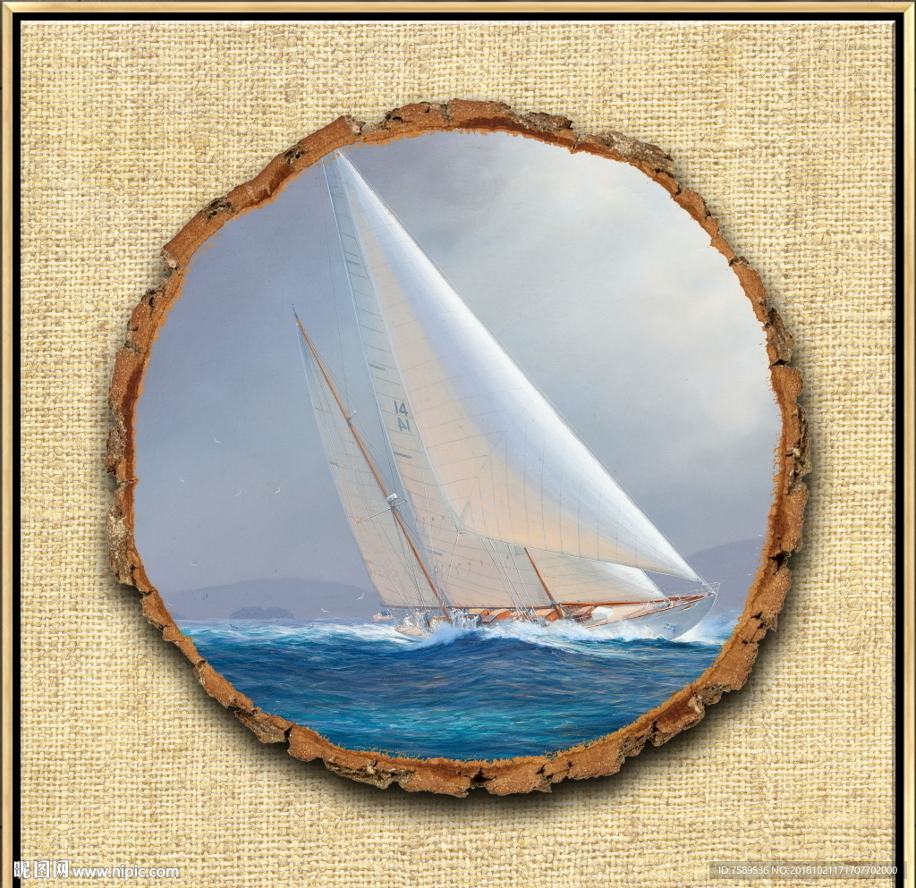 复古北美帆船装饰画