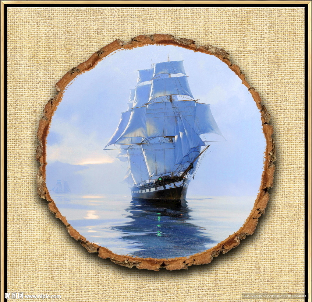 复古北美帆船装饰画