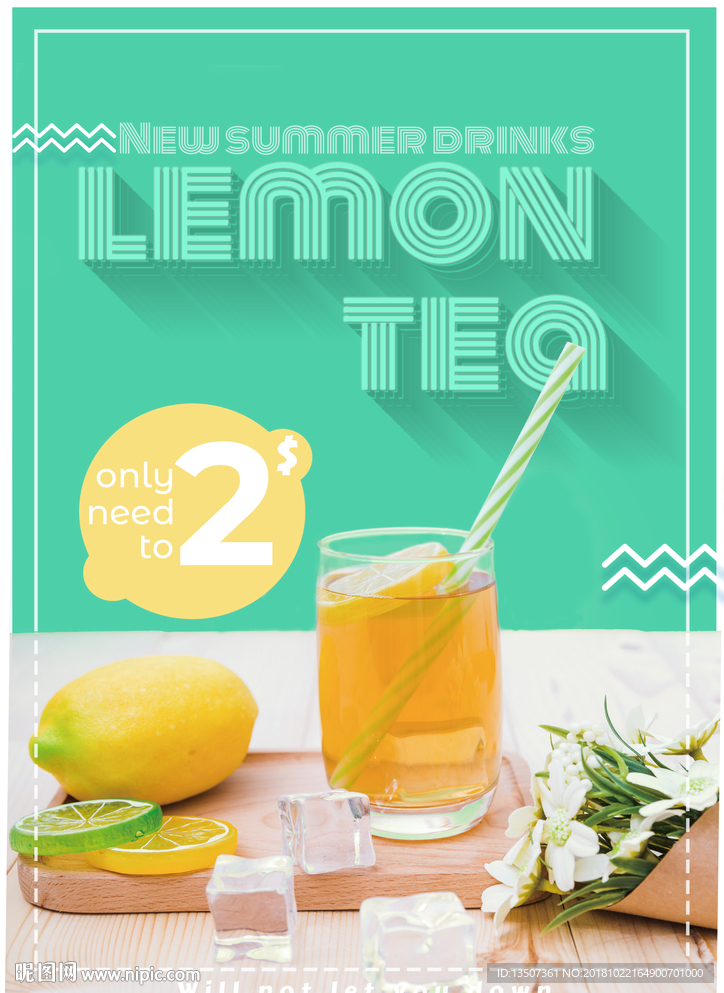 创意小清新蜂柠檬茶宣传单模板
