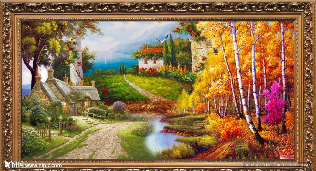 山村油画