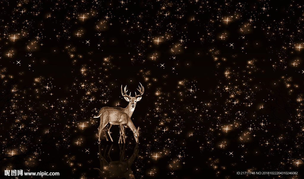 梦幻星空麋鹿电视背景墙
