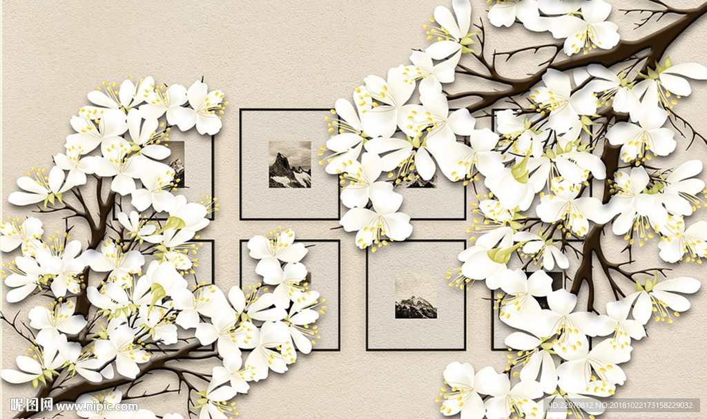 现代花朵立体背景墙