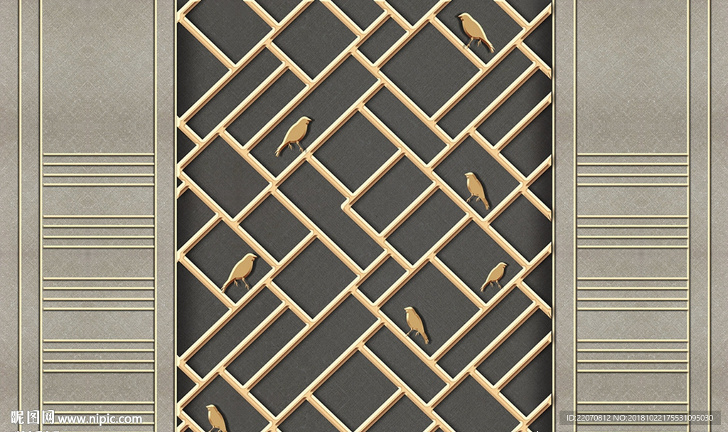 简约金色铁艺装饰布纹背景墙