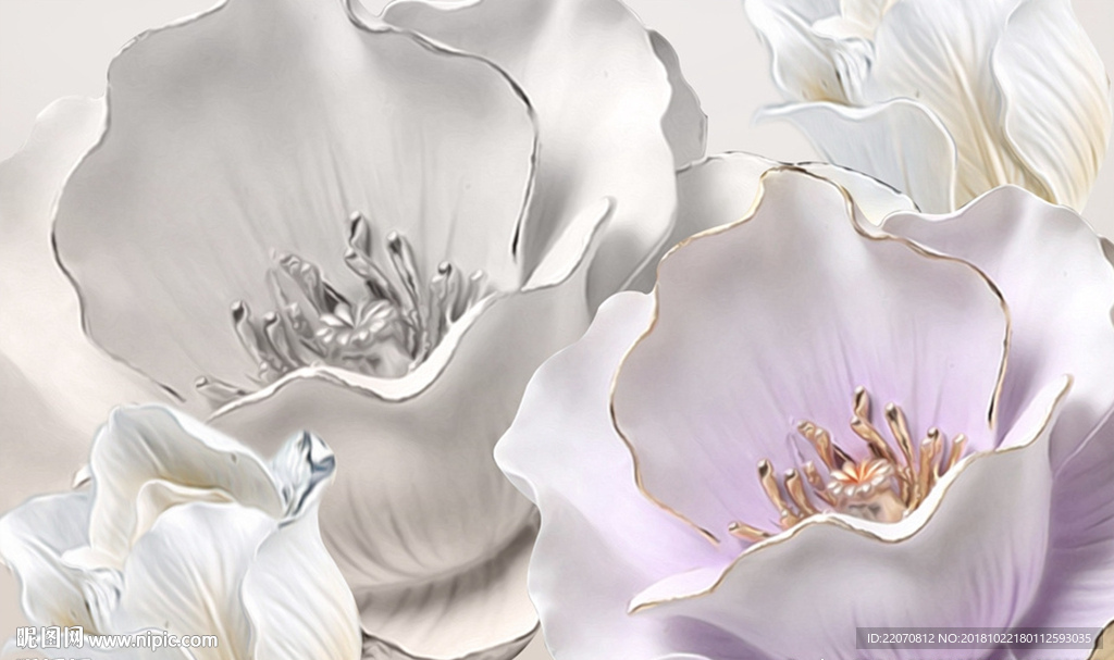 浮雕立体花朵背景墙