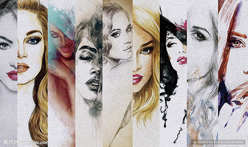 美容美发店美女背景墙