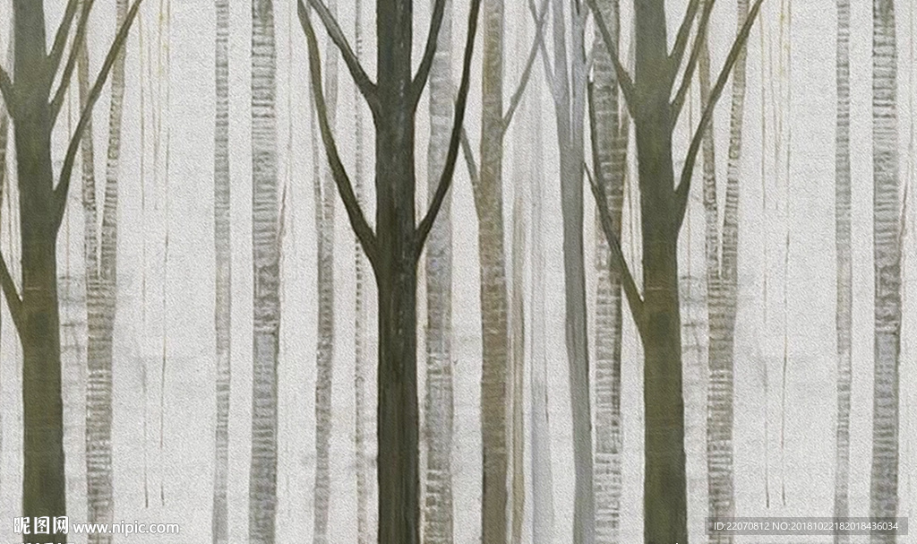 北欧简约树林背景墙