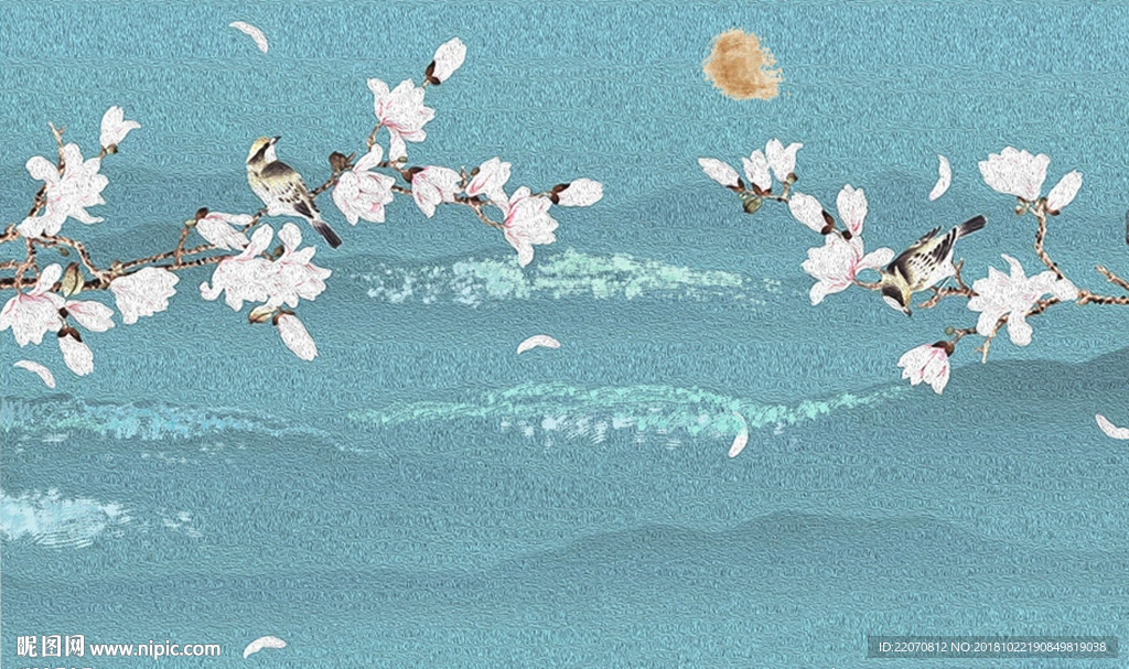 新中式兰花背景墙