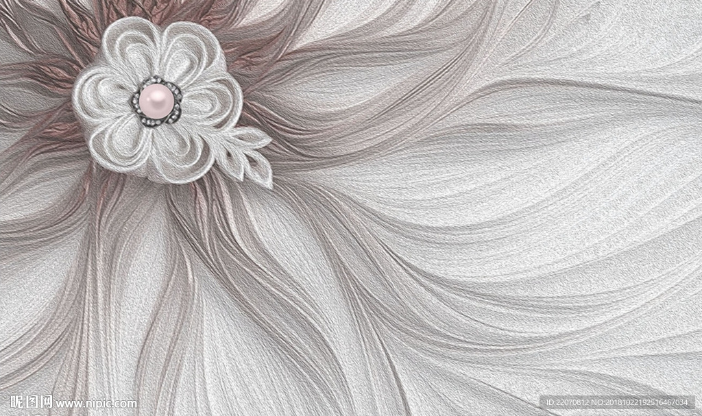 简约柔美线条花卉抽象背景墙