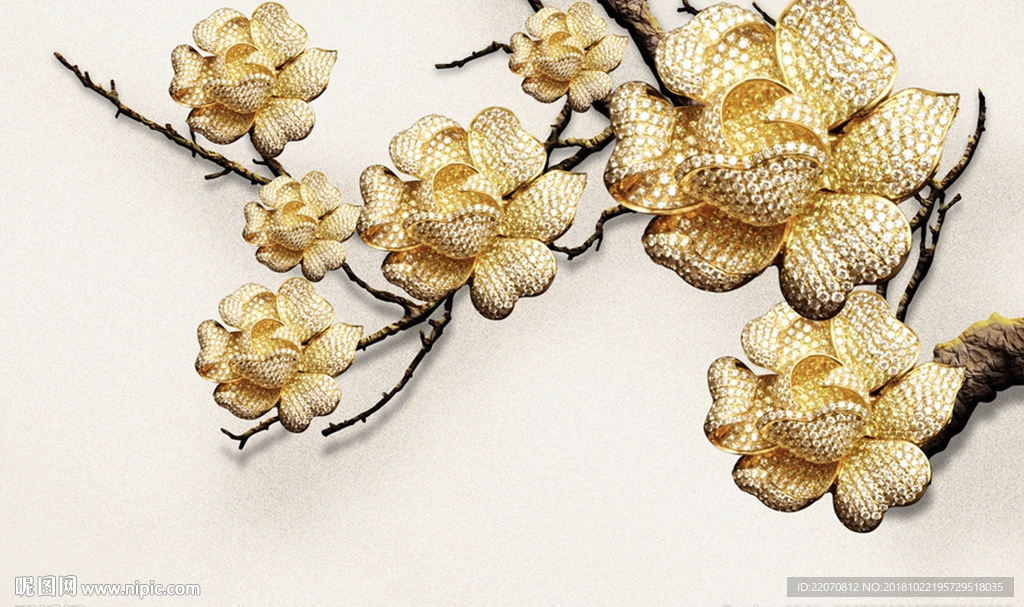 现代牡丹花背景墙