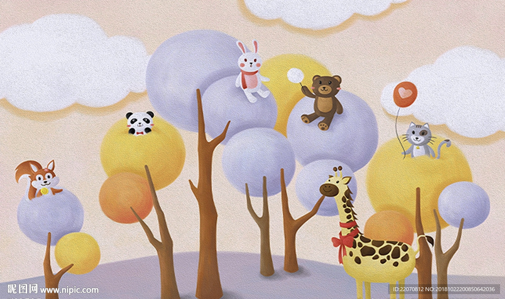 卡通动物背景墙