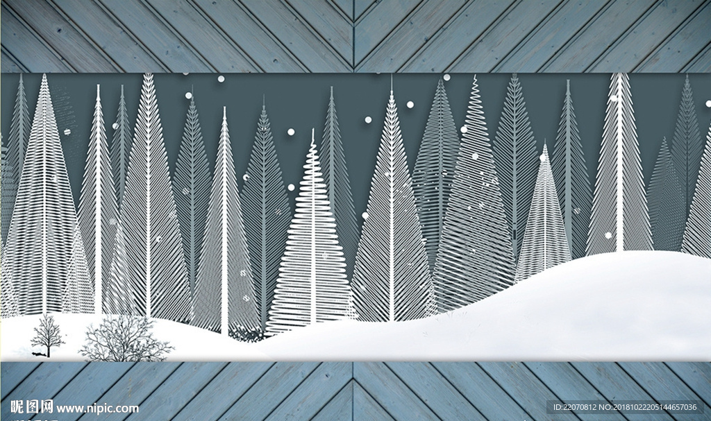 现代立体雪景背景墙