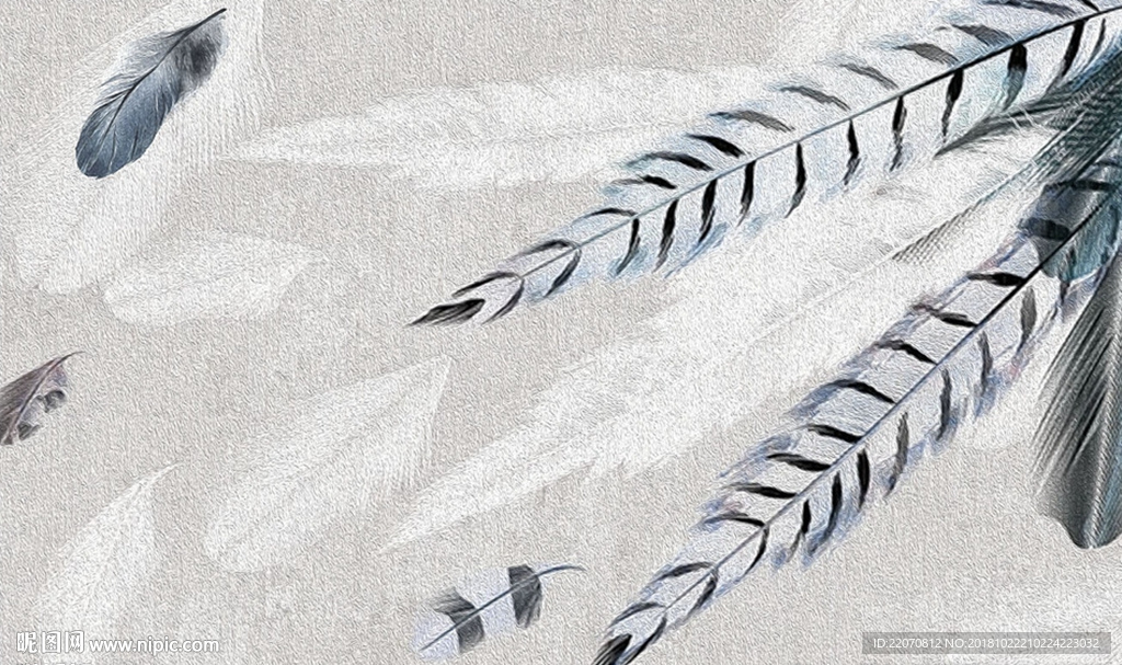 简约羽毛高级灰典雅背景墙