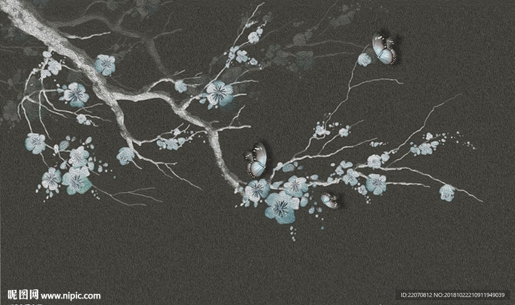 典雅高级灰花卉背景墙