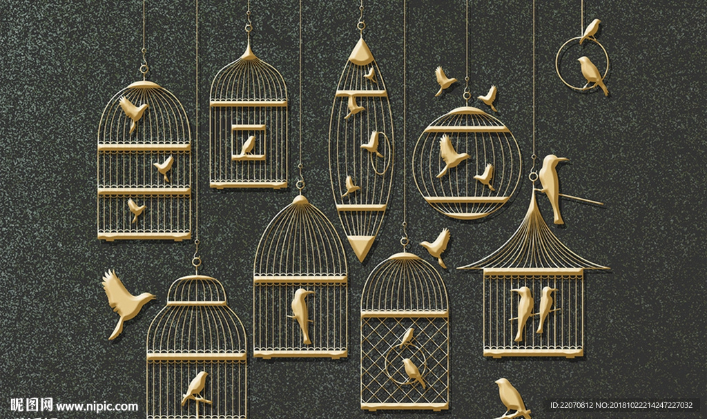 现代简约鸟笼铁艺装饰背景墙