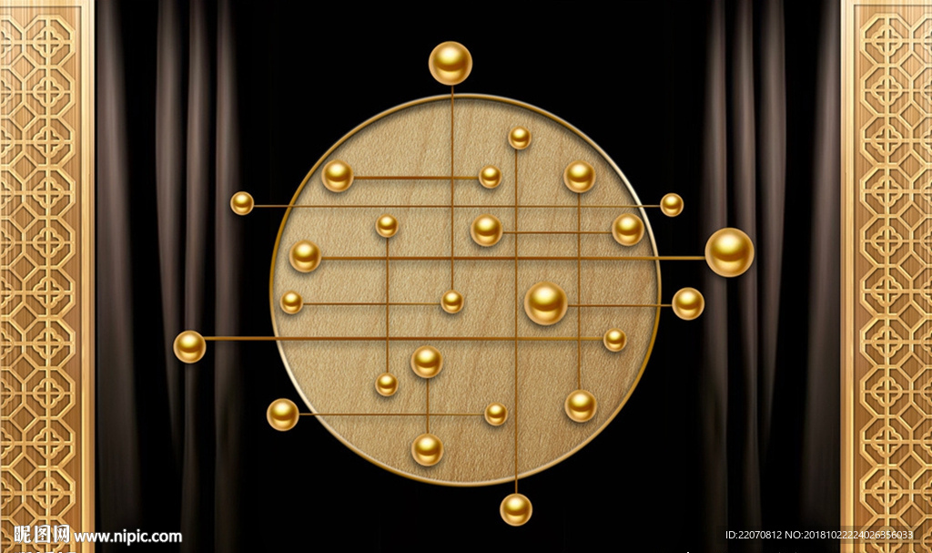 奢华金色线条圆球背景墙