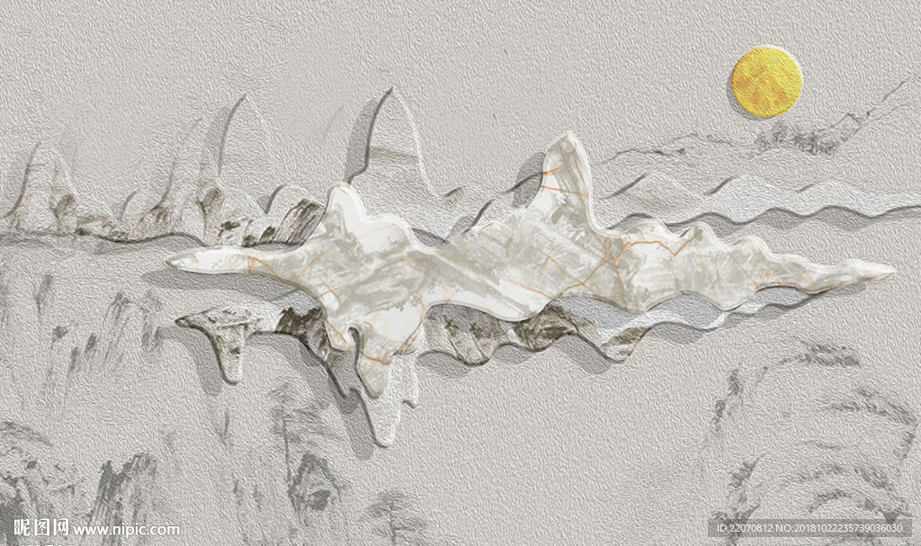 唯美大气大理石山水背景墙