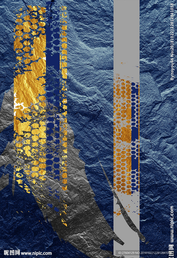金色抽象几何装饰画