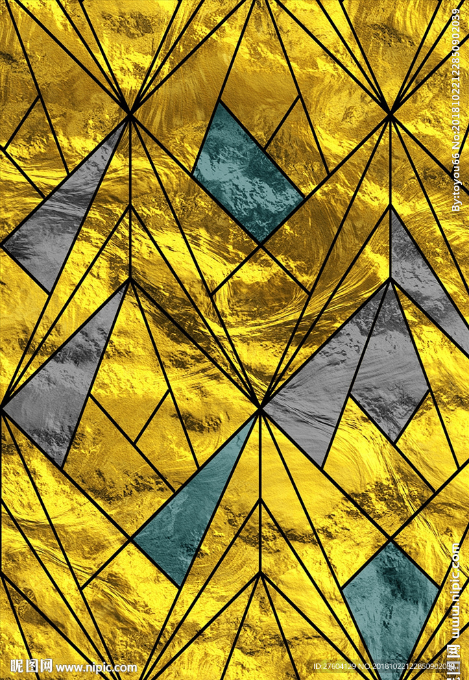 金色抽象几何装饰画