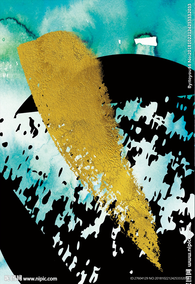 金色现代抽象几何装饰画