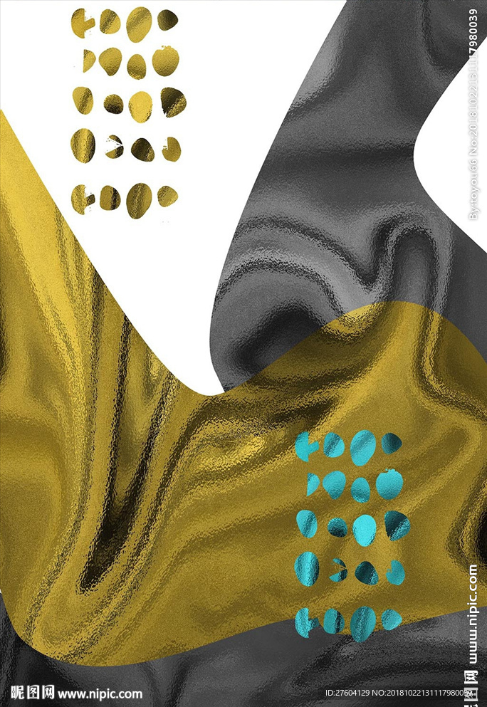 金色现代抽象几何装饰画