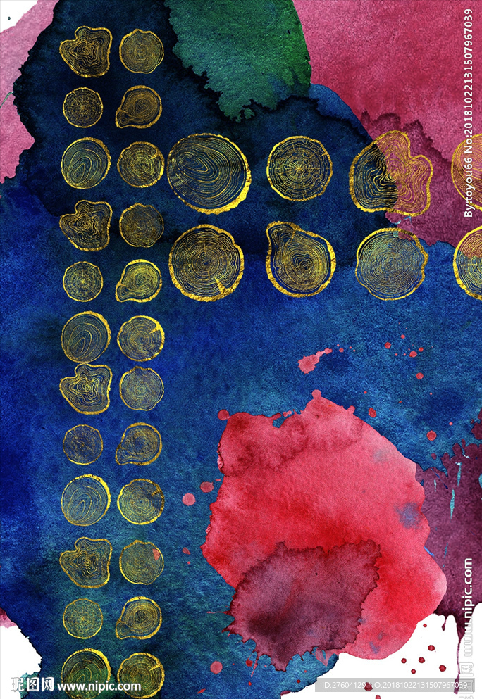 金色现代抽象几何装饰画