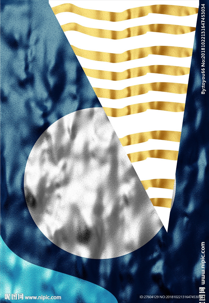 金色现代抽象几何图案装饰画