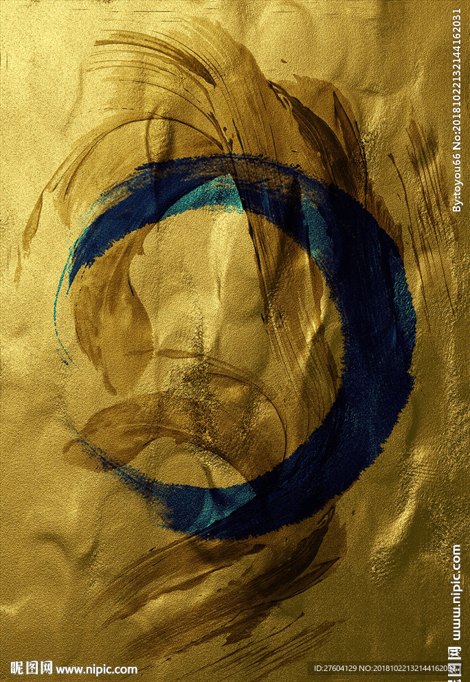 金色现代抽象几何图案装饰画