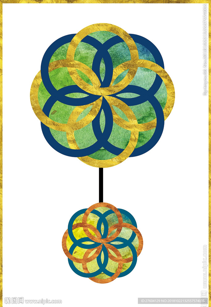 金色现代抽象几何图案装饰画