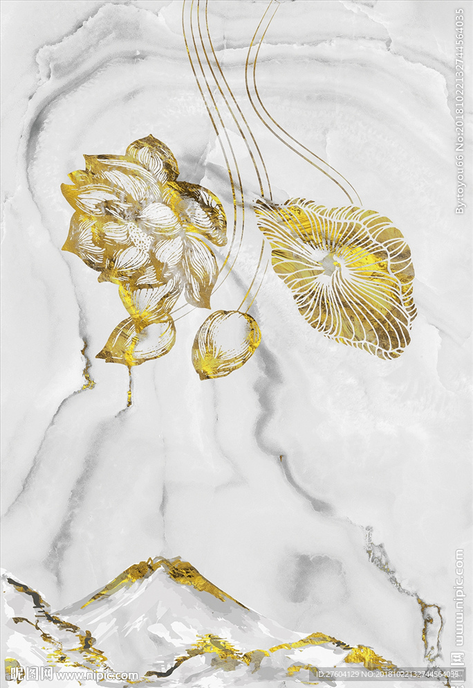 金色现代抽象几何图案装饰画