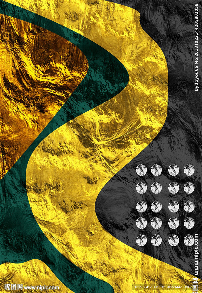 艺术金色祖母绿装饰画