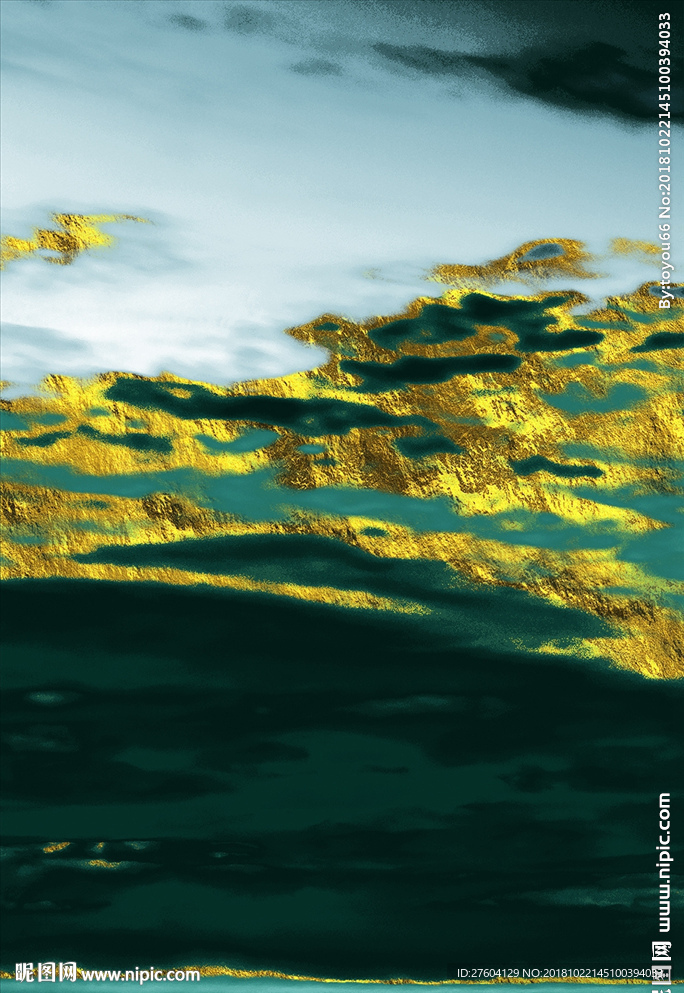 金色祖母绿新中式抽象装饰画