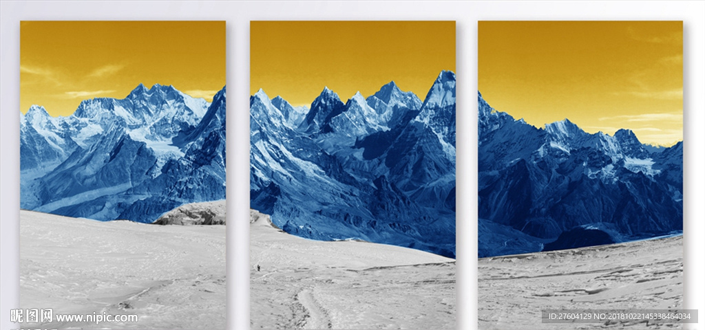 金色创意风景色彩组合装饰画