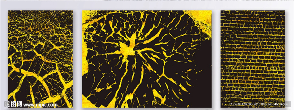 简约抽象金色木纹装饰画