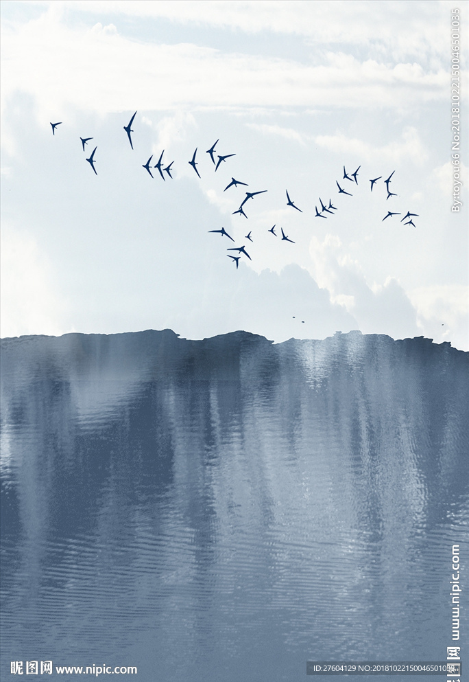 抽象山峰艺术鸟装饰画