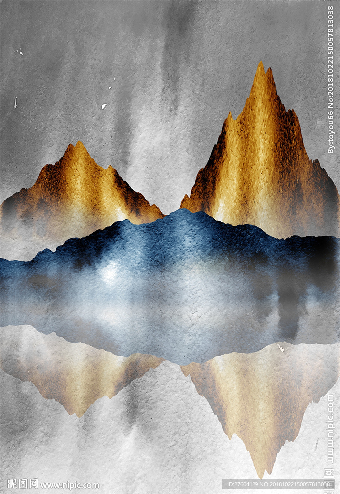 抽象金色山脉装饰画