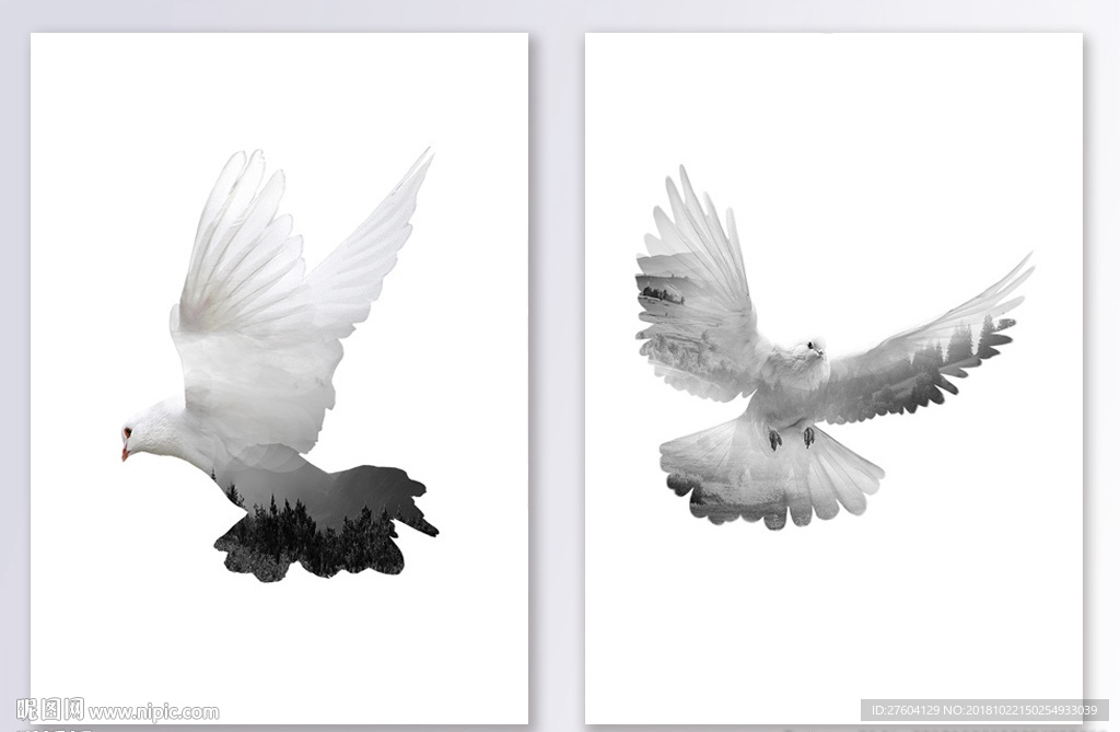 抽象鸽子风景图案装饰画