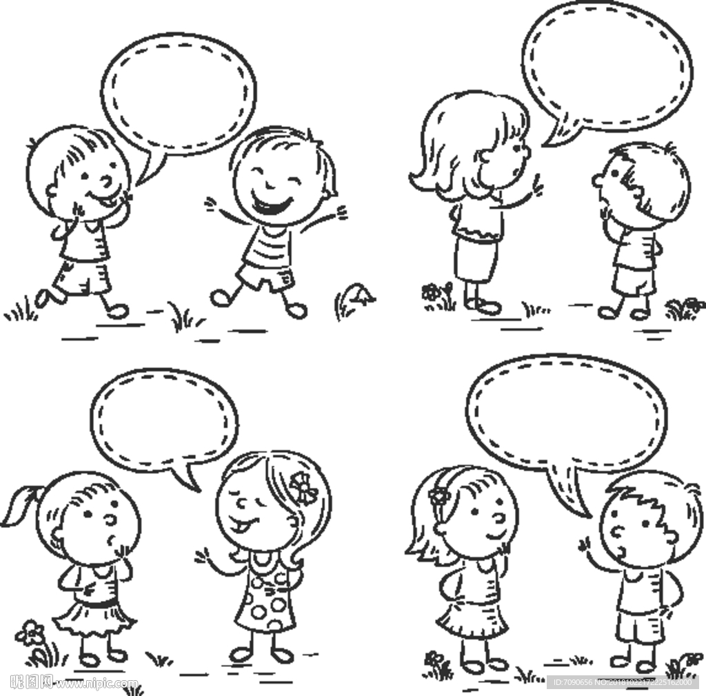 卡通简笔画儿童对话框